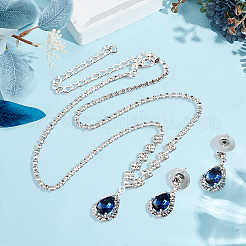 3 комплект из 3-х цветных латунных подвесок со стразами и серег-гвоздиков SJEW-GO0001-11