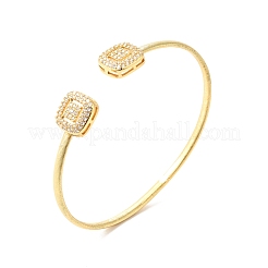 Прозрачный кубический цирконий квадратный открытый браслет-манжета BJEW-G652-06G