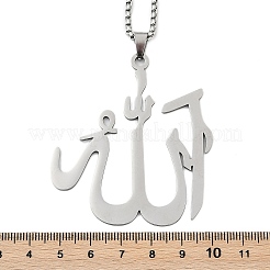 Collane con catena a maglie quadrate con ciondolo arabo in acciaio inossidabile 201 per donne e uomini&nbsp;LS-NJEW-R013-07P