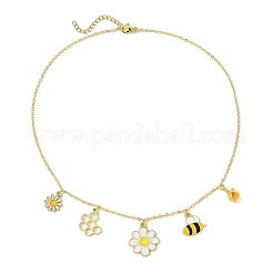 Collane con ciondolo in lega e vetro con fiori&nbsp;NJEW-TA00165