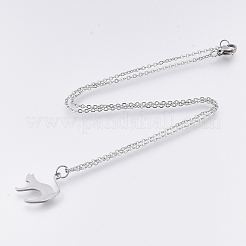 Не тускнеющие ожерелья с подвеской в виде котенка из нержавеющей стали 201 NJEW-T009-JN126-40-1