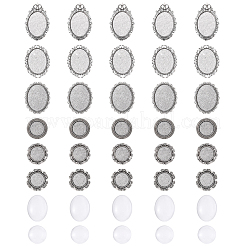 5 шт. винтажная брошь из тибетского сплава с кабошоном и безелем&nbsp;FIND-YW0009-70