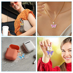 15шт 5 цвета бабочка сплав эмаль кулон украшения&nbsp;HJEW-CA00039