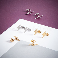 4 пара сережек-гвоздиков из нержавеющей стали 304 двух цветов для женщин&nbsp;EJEW-LP0001-43