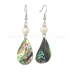 Pendientes colgantes de concha de abulón natural/concha de paua&nbsp;EJEW-JE07434-02