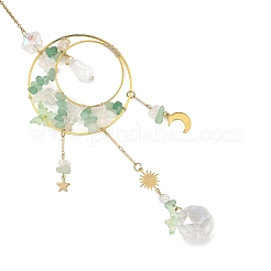 Acchiappasole in avventurina verde naturale e anello in ottone con ciondolo a forma di sole&nbsp;HJEW-JM05009-02
