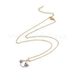 Кольцо из прозрачного кубического циркония с кулоном в виде дурного глаза и бабочки NJEW-O125-54G