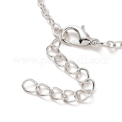 Стеклянная плоская круглая подвеска с латунной цепочкой&nbsp;LS-NJEW-A003-01F