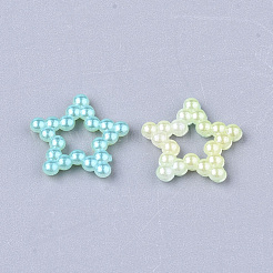 レインボーabsプラスチックイミテーションパールリンクリング  グラデーションマーメイドパール  スター  ミックスカラー  11.5x12x2mm  インナー対策：3x3mm  約1000個/袋&nbsp;OACR-T015-02-03
