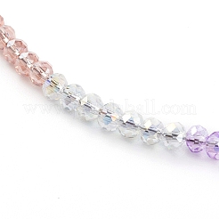 Персонализированные радужные гальванические ожерелья со стеклянными бусинами NJEW-JN03410-06