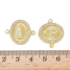 Религия латунь микро паве прозрачный кубический цирконий овал с соединителем Девы Марии подвески&nbsp;KK-L243-21G