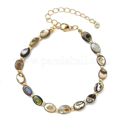 Armbänder aus natürlicher Paua-Muschel und Messingperlen für Damen&nbsp;BJEW-JB13708