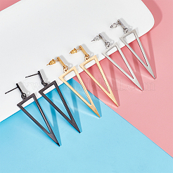 3 paire de boucles d'oreilles pendantes triangulaires creuses en alliage de 3 couleurs pour femmes&nbsp;EJEW-AN0003-03