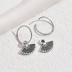 Элегантные латунные серьги-кольца в форме веера HK3249