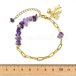 Bracelets en acier inoxydable 304 avec chaîne trombone et perles de pierres naturelles mélangées&nbsp;BJEW-JB14187