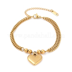Браслеты с подвесками в виде сердца из нержавеющей стали 304&nbsp;LS-BJEW-Z106-07G