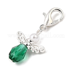 Подвеска в виде ангела из стекла и пластика ABS с имитацией жемчуга HJEW-JM03585