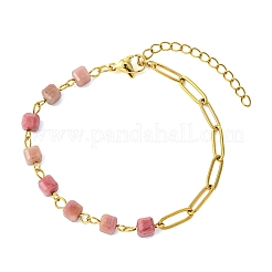 Braccialetti a maglie con perline cubiche in pietre preziose naturali&nbsp;BJEW-JB13903