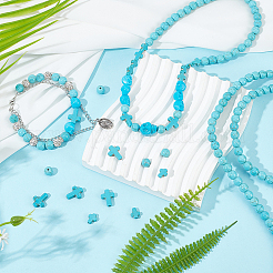 230шт 3 стиля синтетические бирюзовые бусины G-AR0004-82