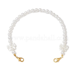 АБС-пластик имитация жемчуга круглая и бантовая белая бисерная цепочка для кошелька AJEW-BA00140