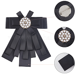 Броши-банты из полиэстера со стразами JEWB-WH20006-12