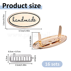 鉄製装飾バックル16個  ワード手作りで楕円形  ゴールドカラー  20x40x15mm&nbsp;IFIN-FH0002-04G