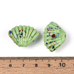 手作りランプワークビーズ連売り  シェル形状  薄緑  17~20x23~26x10~11mm  穴：1~1.5mm  20.47~21.26''（52~54センチメートル）&nbsp;X1-LAMP-T026-03D