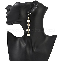 Стеклянные под жемчуг болтающийся серьги EJEW-JE06463-01