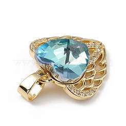 Colgantes de circonio cúbico transparente micro pavé de latón chapado en oro real de 18k&nbsp;KK-C015-29G-11