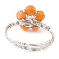 Кольца с натуральным зеленым авантюрином RJEW-TA00158