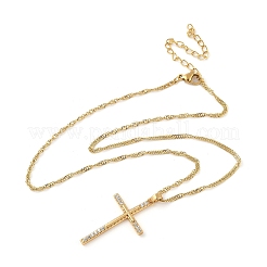 Ожерелья с подвесками из нержавеющей стали 304 с микропаве из прозрачных кубических цирконий для женщин&nbsp;LS-NJEW-U047-01A-G