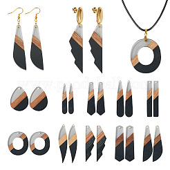 20 pièces 10 styles de pendentifs en résine et bois de noyer&nbsp;RESI-TA0001-62