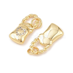 Латунные микропаве прозрачные подвески с фианитом&nbsp;KK-G544-08G-02