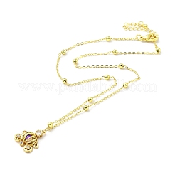 Collana pendente carrozza zucca in zirconi cubici con perline di cristallo sintetico&nbsp;NJEW-G016-01A