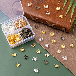 400шт 4 цвета 8-лепестковые железные колпачки для бусин&nbsp;IFIN-CJ0001-65