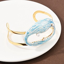 Браслеты-манжеты в форме ракушки из нержавеющей стали 304 с эмалью для женщин&nbsp;BJEW-A049-04D-G