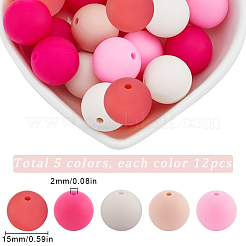 60 шт. 2 стиля круглых силиконовых фокусных бусин с флуоресцентными акриловыми бусинами&nbsp;SIL-SP0001-01A