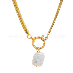 Модные ожерелья из нержавеющей стали с подвеской в виде змеи из натурального пресноводного жемчуга неправильной формы для женщин FS5153