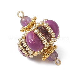 7 шт. подвески-соединители в форме ромба из окрашенной синтетической императорской яшмы двух цветов и стеклянных бусин ручной работы&nbsp;PALLOY-MZ00960