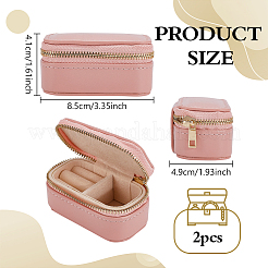 Портативные дорожные прямоугольные коробки для хранения ювелирных изделий из искусственной кожи на молнии&nbsp;LBOX-WH0007-001A