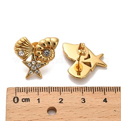 Серьги-гвоздики из нержавеющей стали 304 со стразами&nbsp;EJEW-P316-12G