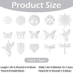 15 шт. 15 стиля 201 звенья соединительные подвески из нержавеющей стали&nbsp;STAS-YW0011-13