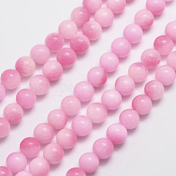 Malaysia naturale filamenti di perline giada, tondo, tinto, rosa caldo, 6mm, Foro: 0.8 mm, circa 64pcs/filo, 15 pollice