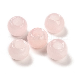 Natürlichen Rosenquarz europäischen Perlen, Großloch perlen, Runde, 12x9~9.5 mm, Bohrung: 5.5~6 mm