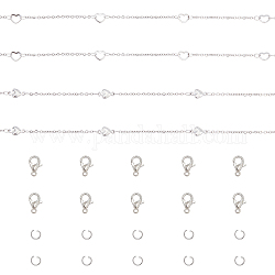 Chgcraft 4m 2 styles chaînes porte-câbles en acier inoxydable, avec anneaux coeur, 30 anneaux de saut et fermoirs à pince de homard en alliage de zinc, pour le bricolage fabrication de bijoux, couleur inoxydable, 3x1.5x0.3mm, 2m / style