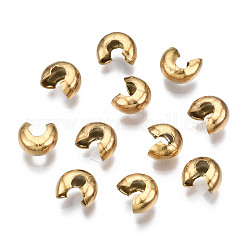304 acero inoxidable perlas de engarce de cubre, galjanoplastia del vacío, dorado, 6.5x5.8x3.5mm, agujero: 1.8~2 mm