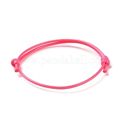 Корейская вощеной шнур браслет полиэстера делает, темно-розовыми, регулируемым диаметром: 40~70 мм