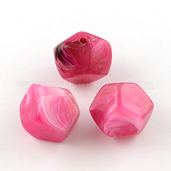 Perline acriliche imitazione della pietra preziosa, rosa intenso, 20x22x21mm, Foro: 3 mm, circa 89pcs/500g
