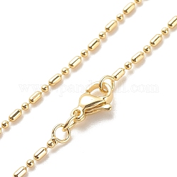 Collar de cadena de eslabones de bola y columna de latón para mujer, sin plomo y cadmio, real 18k chapado en oro, 17.60 pulgada (44.7 cm), link: 1.5x3 mm, 1.5mm