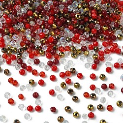 Стеклянные бусины, разнообразные, граненые, шайба, красные, 4x3.5 мм, отверстие : 1 мм, около 500 шт / упаковка